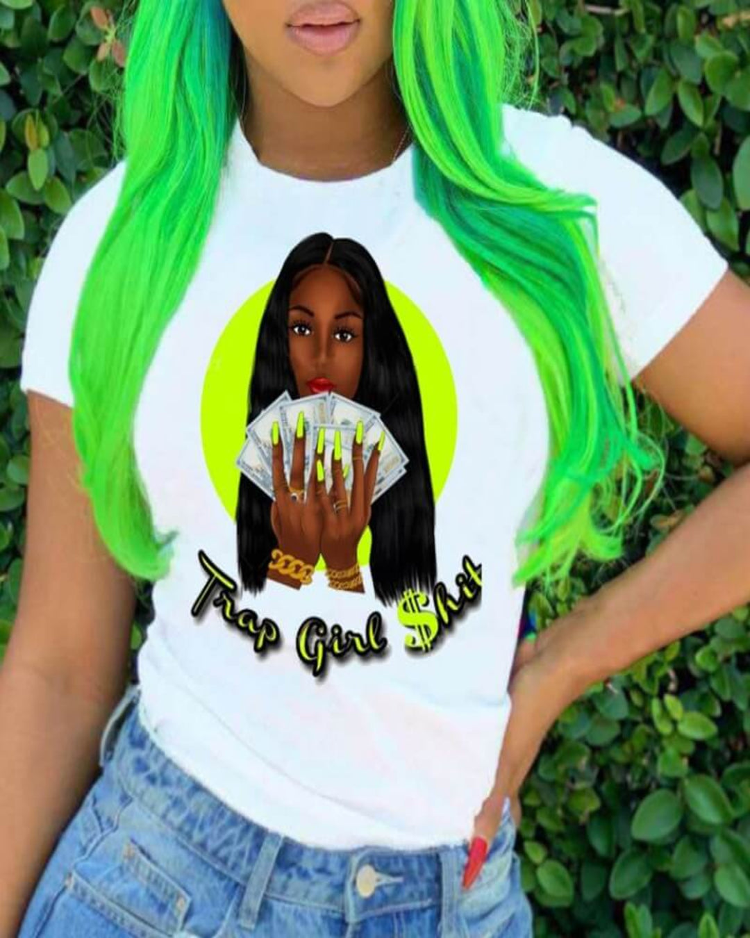 O Neck Print White T-shirt - Tee's Booutique