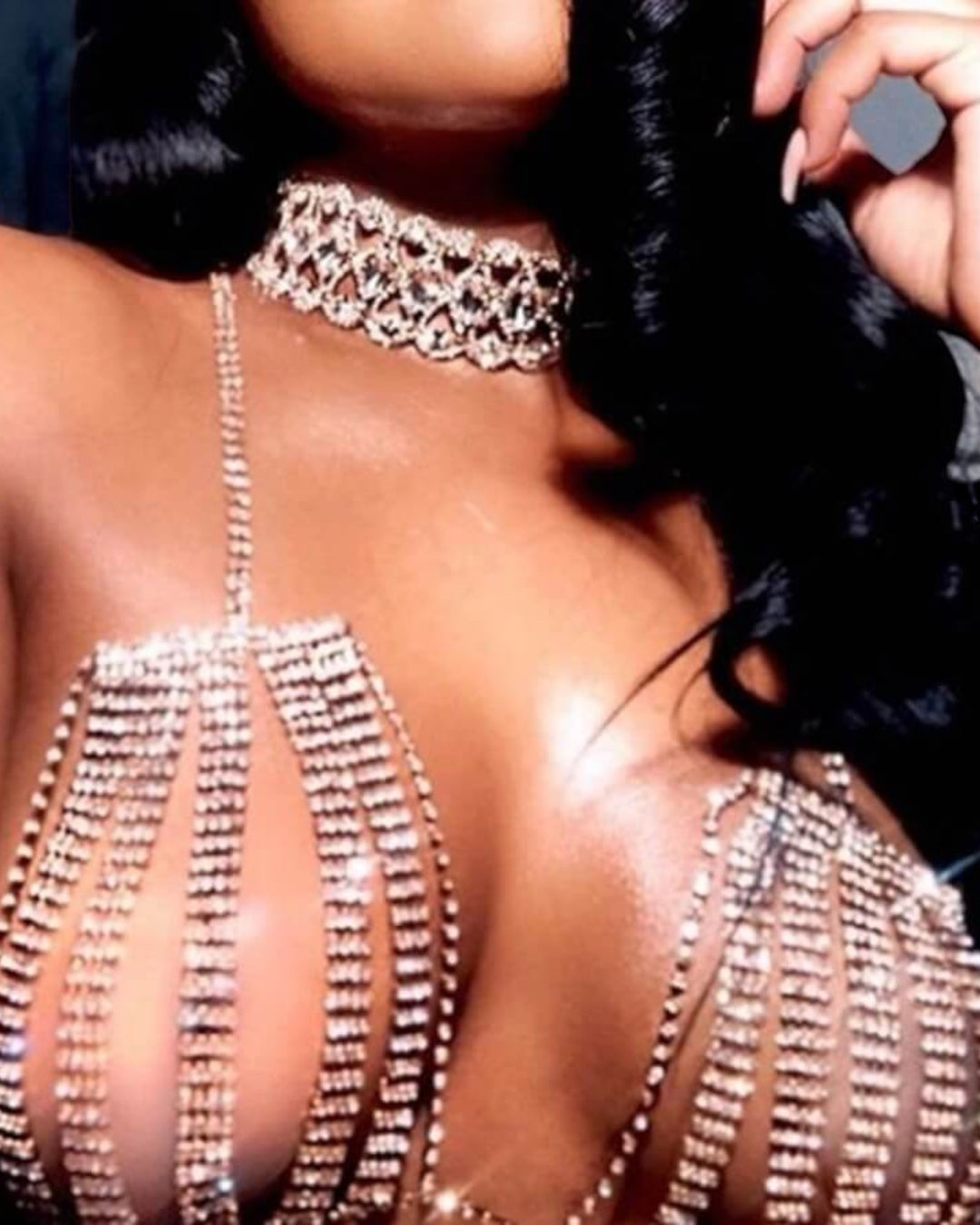 Caribbean Island Rhinestone Chain Bra