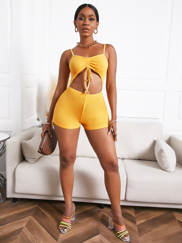 Mya Hollow-out Yellow Romper