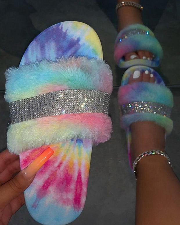 Sequined Fluffy Slippers