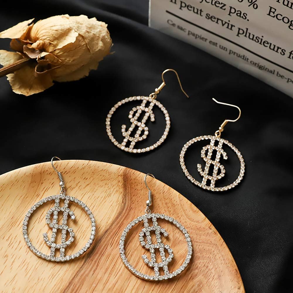 Glitter Cystal Dollar Sign Earrings