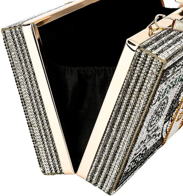 Rhinestone Decorative Green Crossbody Bag