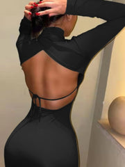 Neaka Turtleneck Backless Dress