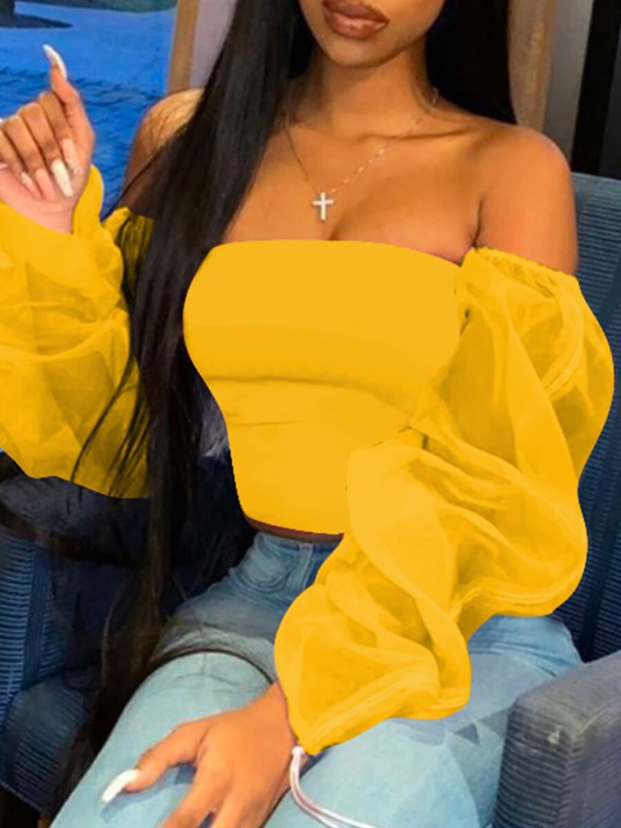 Off The Shoulde See-through Blouse