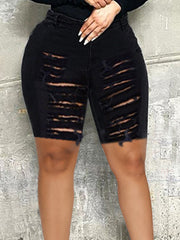 Ripped Black Denim Shorts - Tee's Booutique