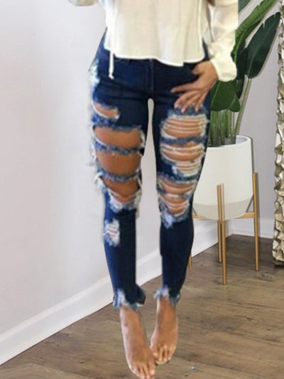 Ripped Raw Edge Jeans