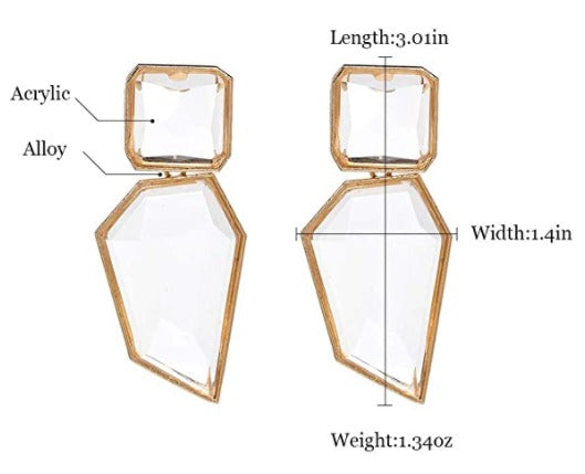 Acrylic Geometric Statement Earrings Stone Crystal Drop Earring Dangle